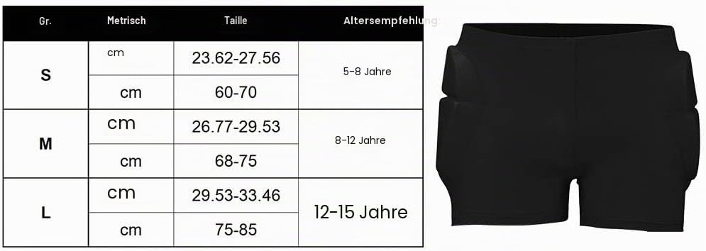 Gepolsterte Hüft-Shorts für Kinder, 3D-schützende, gepolsterte Shorts, Crash-Po-Pads für Snowboarden
