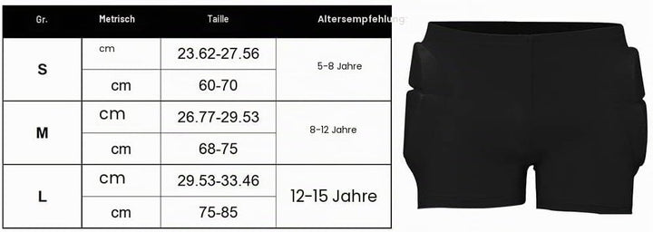 Gepolsterte Hüft-Shorts für Kinder, 3D-schützende, gepolsterte Shorts, Crash-Po-Pads für Snowboarden