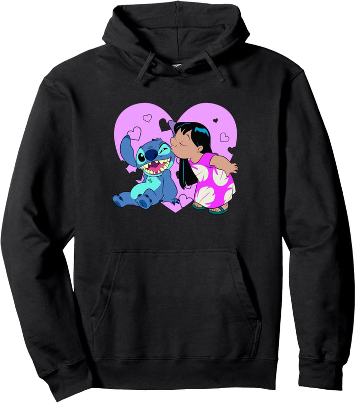 Disney Lilo & Stitch Valentinstag Pink Heart Kisses Pullover Hoodie