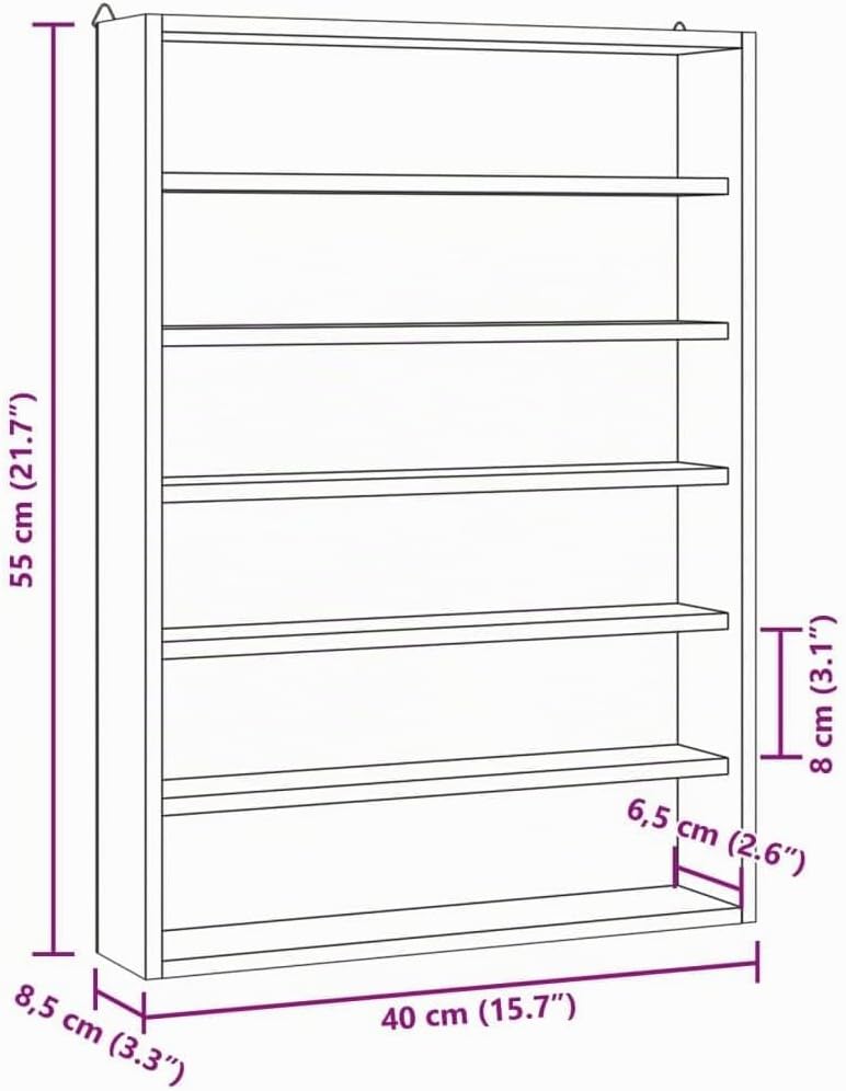 vidaXL Sammlervitrine aus Holz mit 6 Regalen, Wandvitrine für Wohnzimmer Esszimmer Schlafzimmer, Wan
