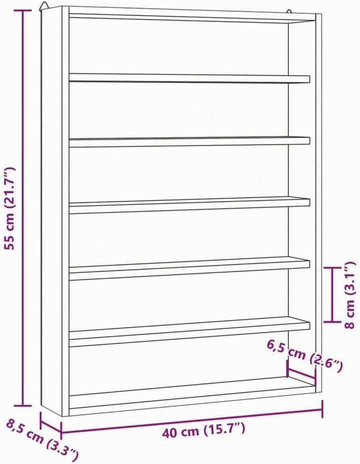 vidaXL Sammlervitrine aus Holz mit 6 Regalen, Wandvitrine für Wohnzimmer Esszimmer Schlafzimmer, Wan