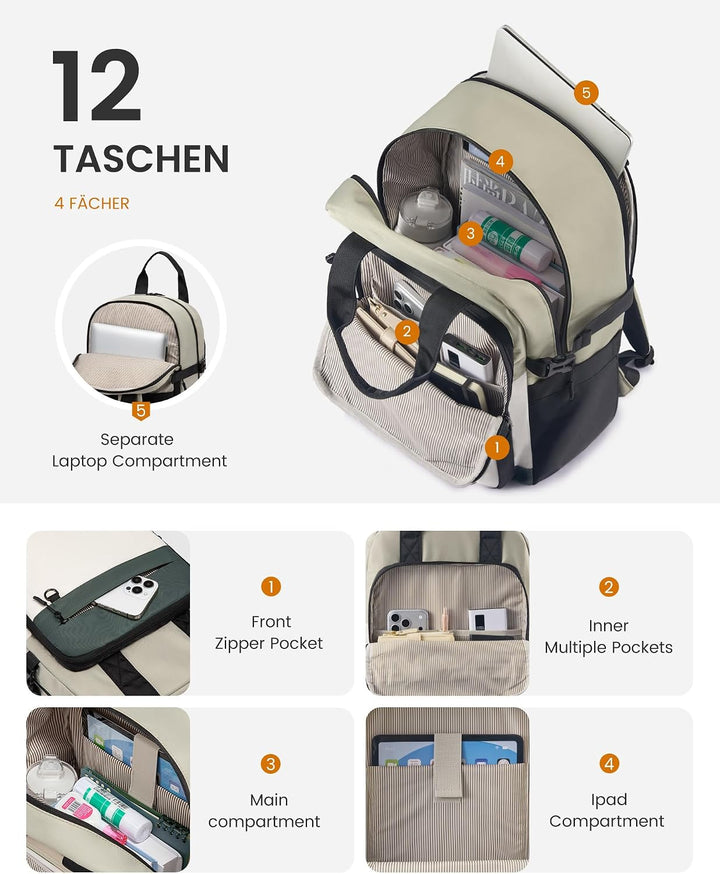 LOVEVOOK Rucksack Damen, 15.6 Zoll Laptop Schulrucksack Teenager Mädchen | Schultasche Gross Wasserd