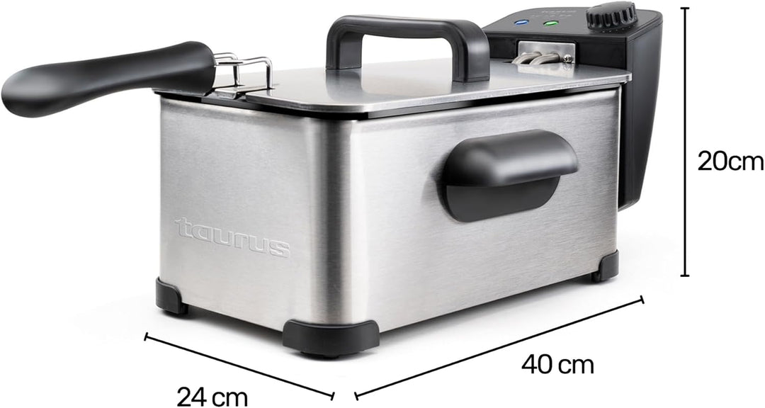 Taurus 973967000 Fry3 Öl-Fritteuse, 3 l, 1 kg Kartoffeln, 2000 W, Temperatur von 150 bis 190 Grad Ce