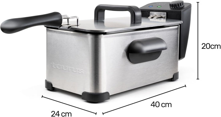 Taurus 973967000 Fry3 Öl-Fritteuse, 3 l, 1 kg Kartoffeln, 2000 W, Temperatur von 150 bis 190 Grad Ce