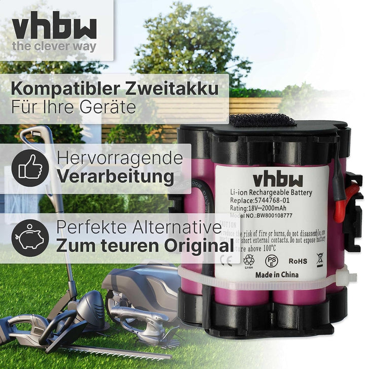 vhbw Akku kompatibel mit Gardena R38Li, R40Li, R45Li, R50Li, R70Li, R75Li, R80Li, 124562 Mähroboter