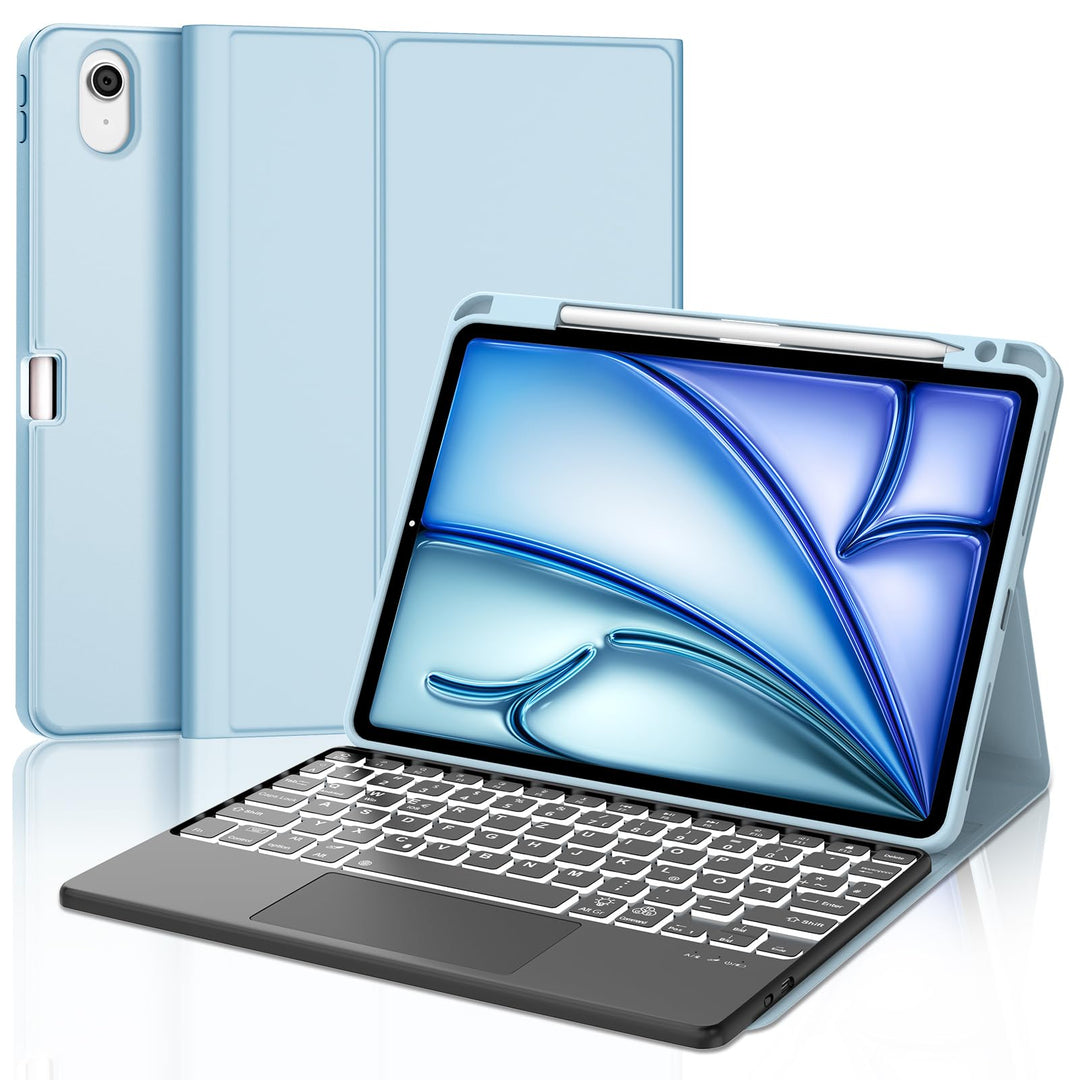 Tastatur für iPad Air 11” M4 2026/M3 2025/M2 2024 con Touchpad, Schutzhülle mit Stifthalter, Hülle B