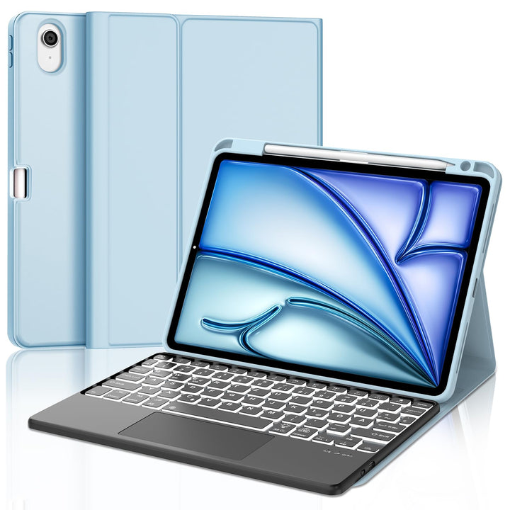 Tastatur für iPad Air 11” M4 2026/M3 2025/M2 2024 con Touchpad, Schutzhülle mit Stifthalter, Hülle B