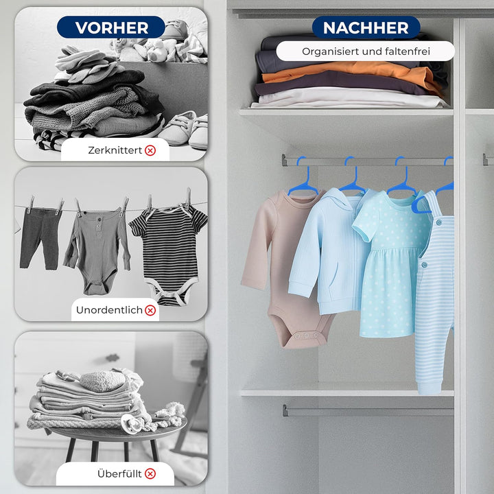 SereneLife Kinderkleiderbügel 60er Set – Kleiderbügel Kinder & Baby Kleiderbügel Kunststoff & rutsch