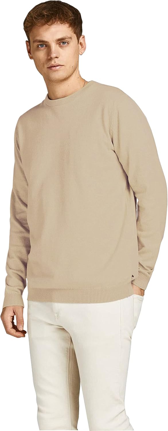 JACK & JONES Male Strickpullover Einfarbig Strickpullover S Beige (Crockery), S Beige (Crockery)