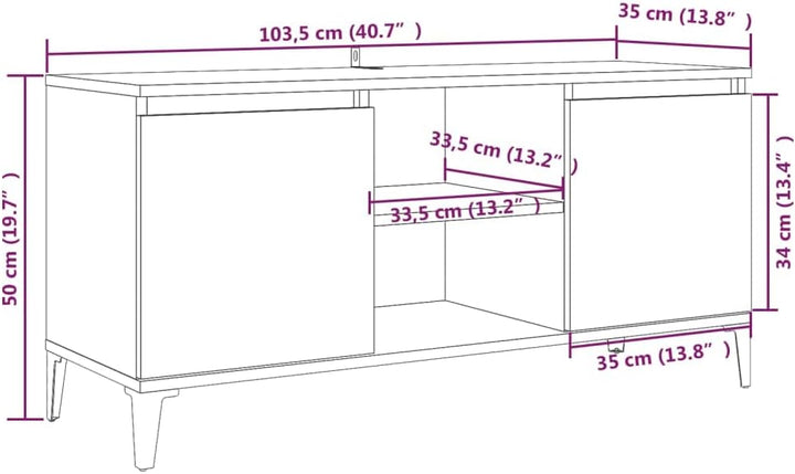 vidaXL TV Schrank mit Metallbeinen Lowboard TV Möbel Tisch Board Sideboard Fernsehtisch Fernsehschra