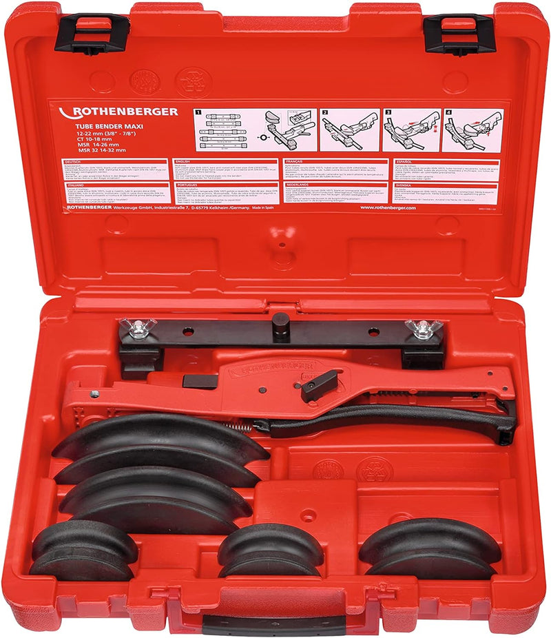 Rothenberger Einhand-Biegegeraet Tube Bender Maxi Set, 3/8 - 1/2 - 5/8 - 3/4 - 7/8 Zoll, 1 Stück, 02