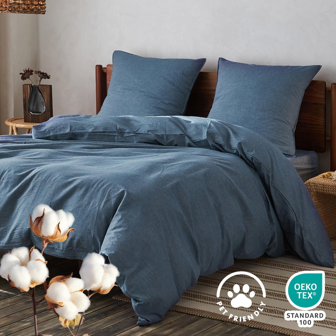 Simple&Opulence Bettwäsche 2 Teilig-100% Gewaschene Baumwolle Weiche und Angenehme Schlafkomfort - Ö