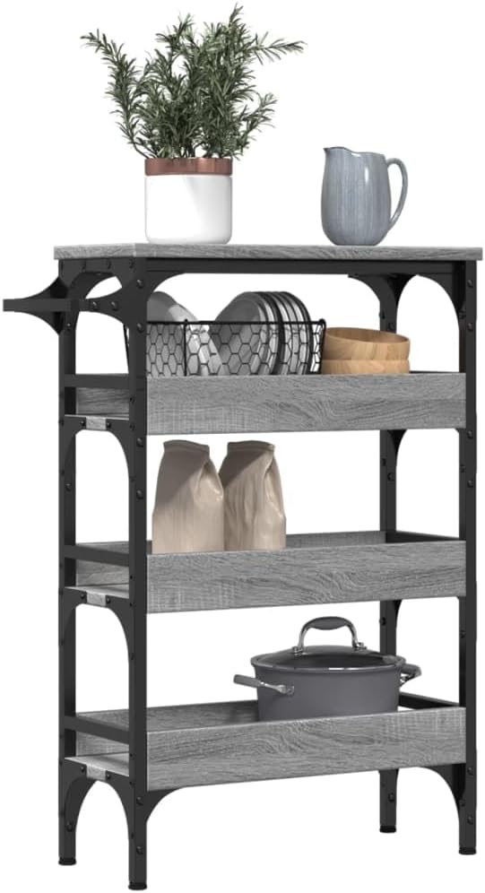 Küchenwagen Grau Sonoma 53x20x76 cm Holzwerkstoff, Rollwagen, Kleines Regal, Regal Küche, Badezimmer