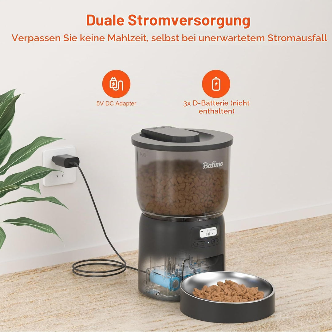 Balimo Dick 3L futterautomat Katze, Automatisches Katzen- Und Hundefutter Mit Getreideschale Aus Ede
