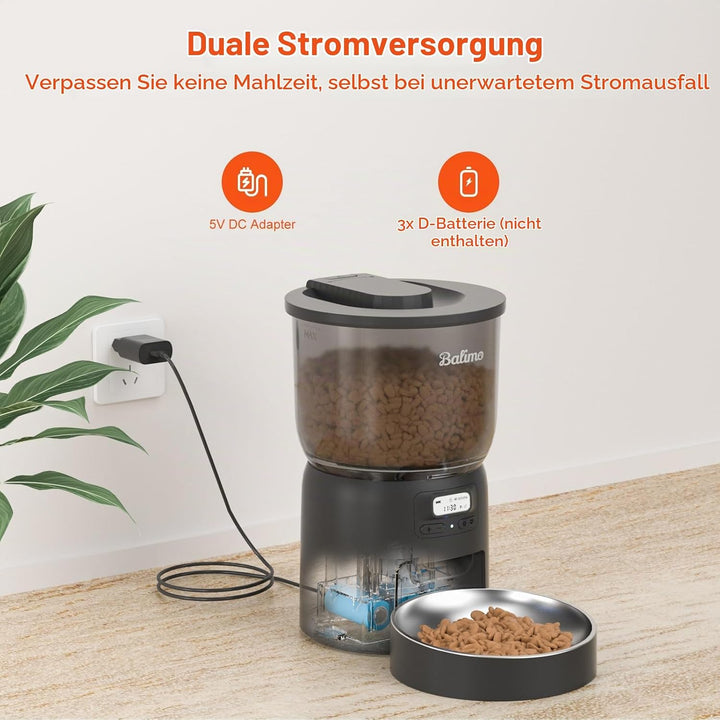 Balimo Dick 3L futterautomat Katze, Automatisches Katzen- Und Hundefutter Mit Getreideschale Aus Ede