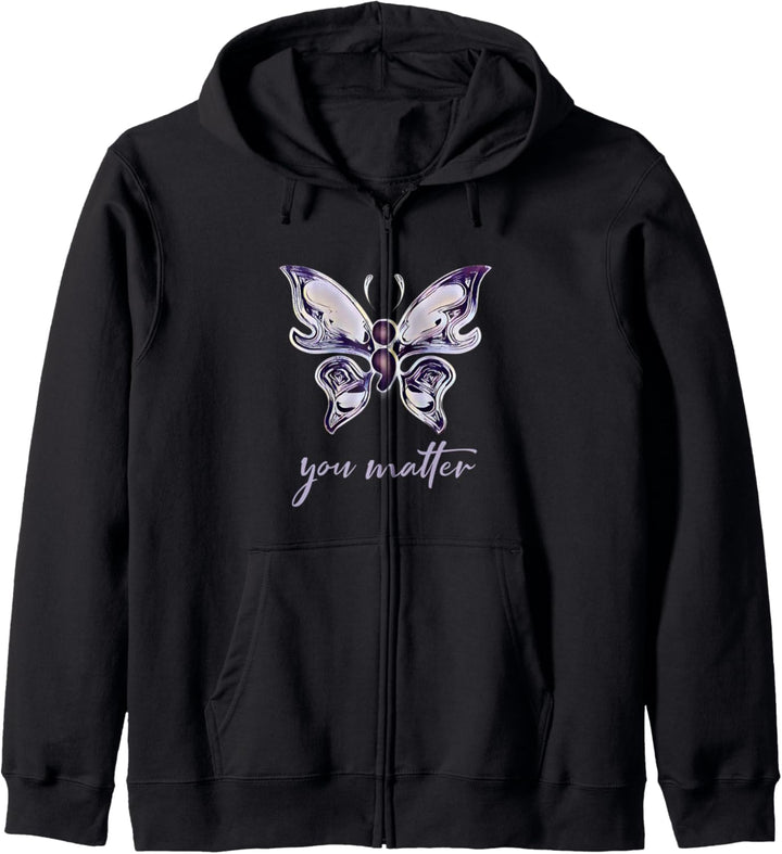 Semikolon Projekt Depression Awareness Butterfly You Matter Kapuzenjacke