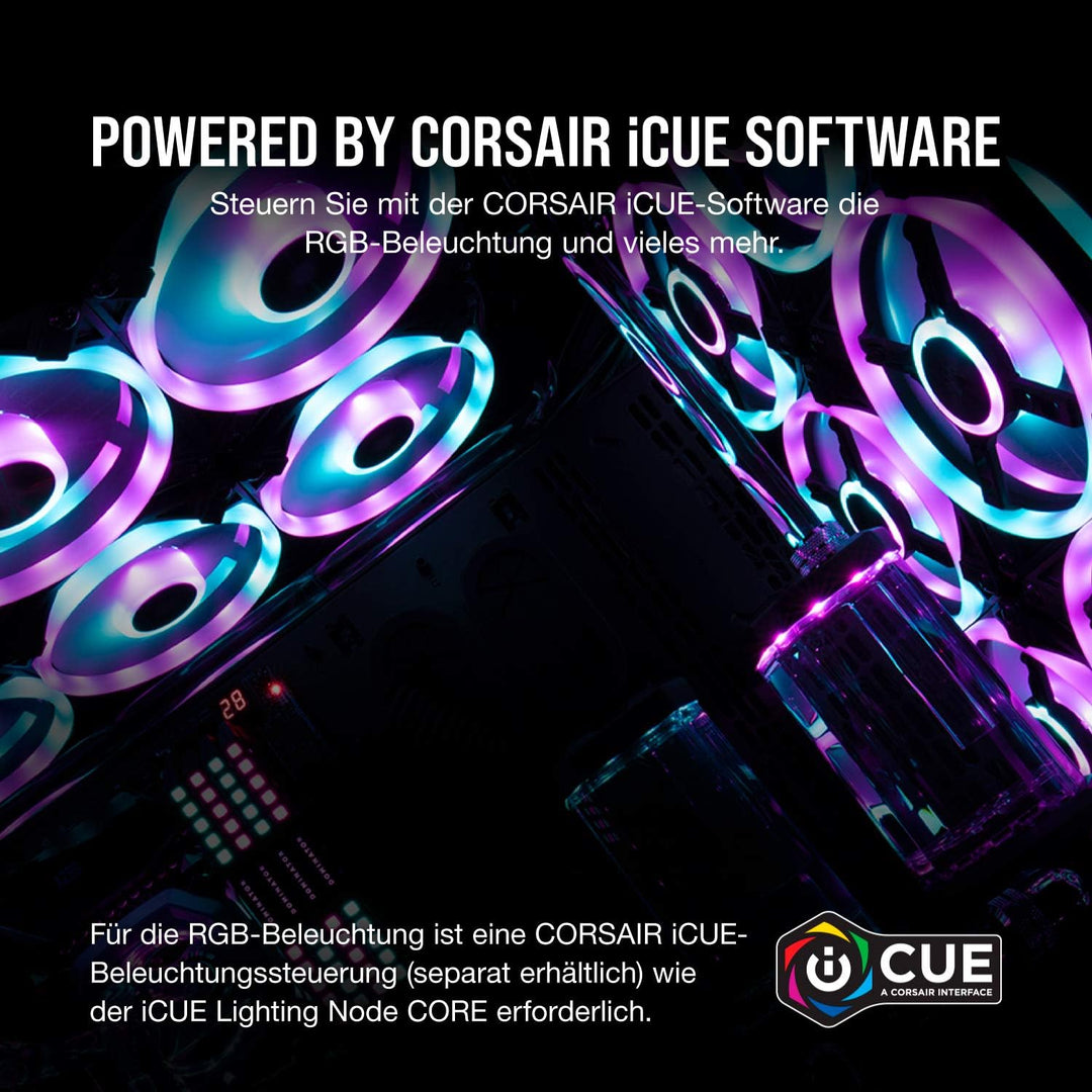 Corsair iCUE QL140 RGB, 140-mm-RGB-LED-PWM-Lüfter (34 Einzeln Ansteuerbare RGB-LEDs, Schwindigkeiten