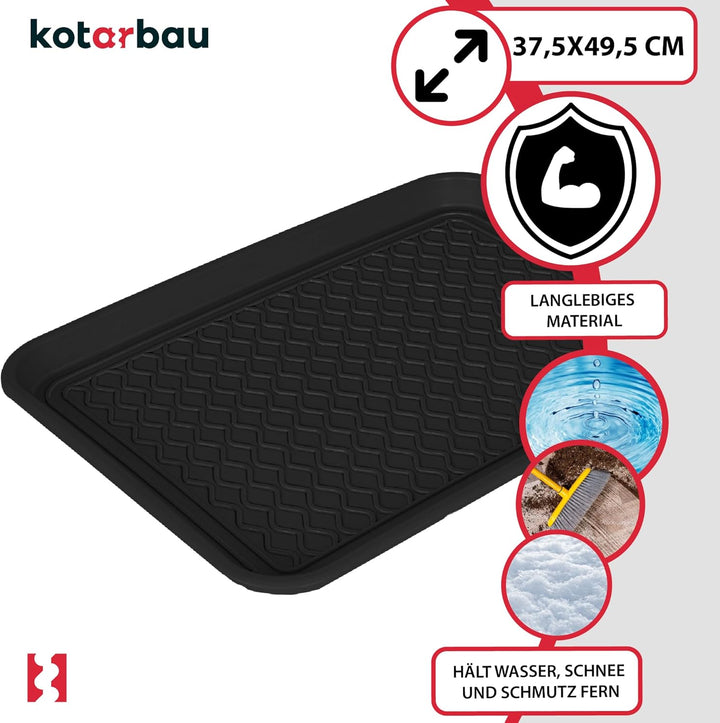 KOTARBAU® 2er Set Schuhabtropfschale 38x50cm Abtropfmatte Schuhe Schwarz Schuhmatte Abtropfmatte Kun