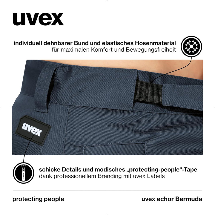 uvex echor Bermuda - Kurze Premium Arbeitshose - Herren-Cargohose - Stretch-Bund, leicht, elastisch