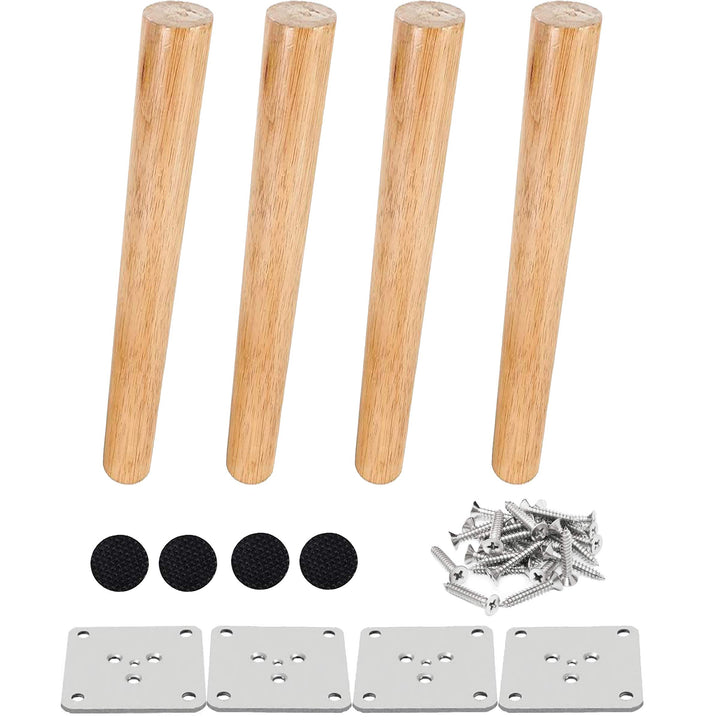 Drenky 4 Stück 25cm Möbelfüsse Holz Rund Möbelfüsse Holz Schräg Dunkel Tischbeine Holz Schrankbeine