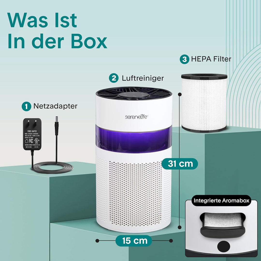 SereneLife Luftreiniger- mit HEPA 13 Filter für Zuhause Schlafzimmer, Luftfilter Allergiker mit Arom
