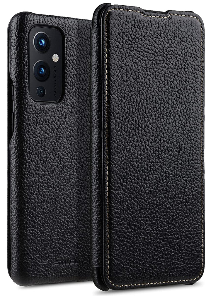 STILGUT Book Case kompatibel mit OnePlus 9 Hülle aus Leder zum Klappen, Klapphülle, Handyhülle, Lede