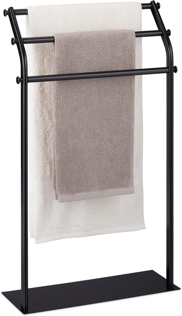 Relaxdays Handtuchständer, 3 Handtuchstangen, HBT: 86 x 51 x 19 cm, rutschfest, Badezimmer, Schlafzi