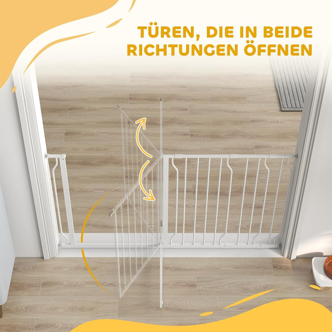 PawHut Türschutzgitter Treppenschutzgitter mit 10/20 cm Verlängerung Türgitter ohne Bohren Treppengi