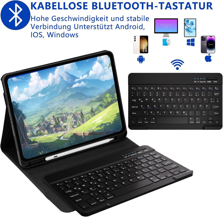 Tastatur Hülle für iPad Air 11"(M2) 2024/iPad Air 5 Gen 2022/iPad Air 4 Gen 2020 10.9&