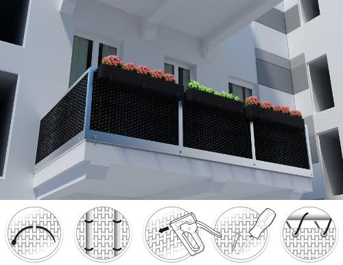 Sellon24® PE-Rattan Balkonverkleidung Balkonbespannung Sichtschutz Windschutz Matte für Balkon Terra
