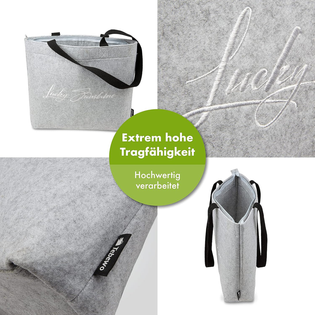 Shopping-Bag aus Filz, grosse magnetisch oder mit Reissverschluss verschliessbare Einkaufs-Tasche mi