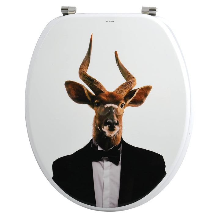 MSV WC Sitz Toilettendeckel MDF Holzkern "Nyala" Scharniere aus Edelstahl - hochwertige und stabile