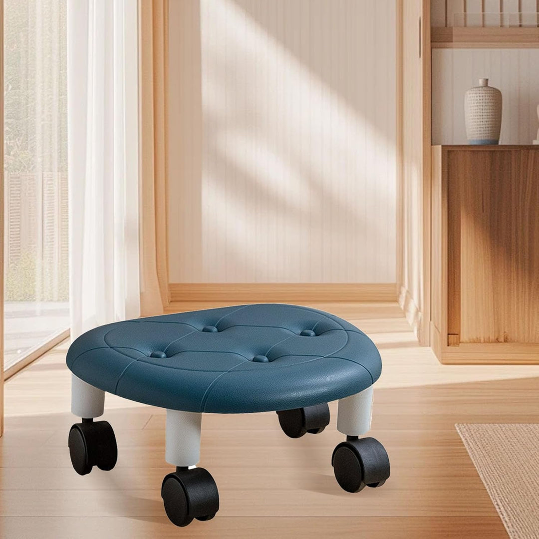 Niedriger Rollhocker, 33,5 x 15 x 26 cm 360° Drehbar Flexible Sitzfläche mit Rollen Rollhocker Stuhl