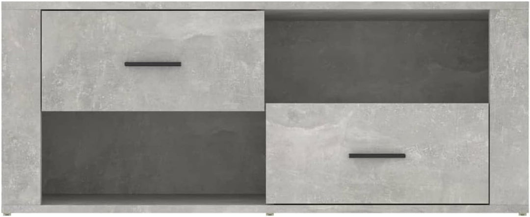 Tidyard TV Schrank mit Schubladen und Fächer Lowboard Fernsehtisch Fernsehschrank TV Möbel Betongrau