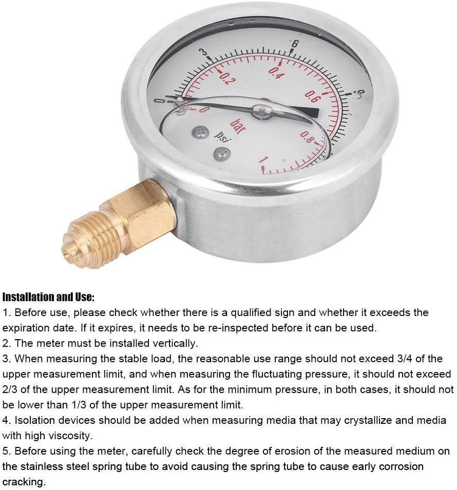 Manometer Professionelles Druckluft Manometer Messing Ölgefülltes 1/4 BSP Hochdruck-Standard-Radialm