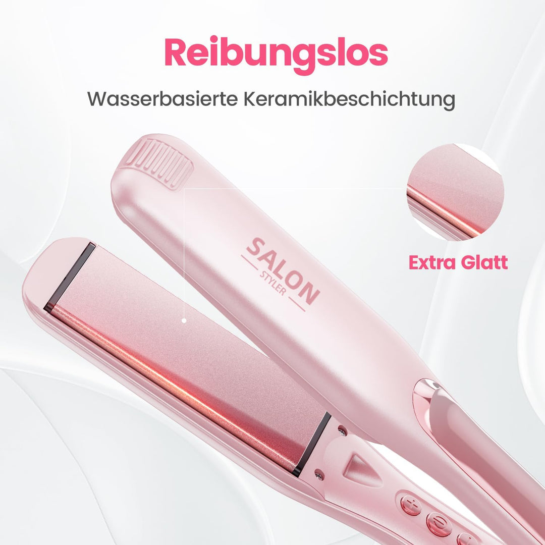 Dekuri Glätteisen, 42 mm breite Platten, wasserbasierter Keramik-Glätteisen Locken und Glätten, Haar