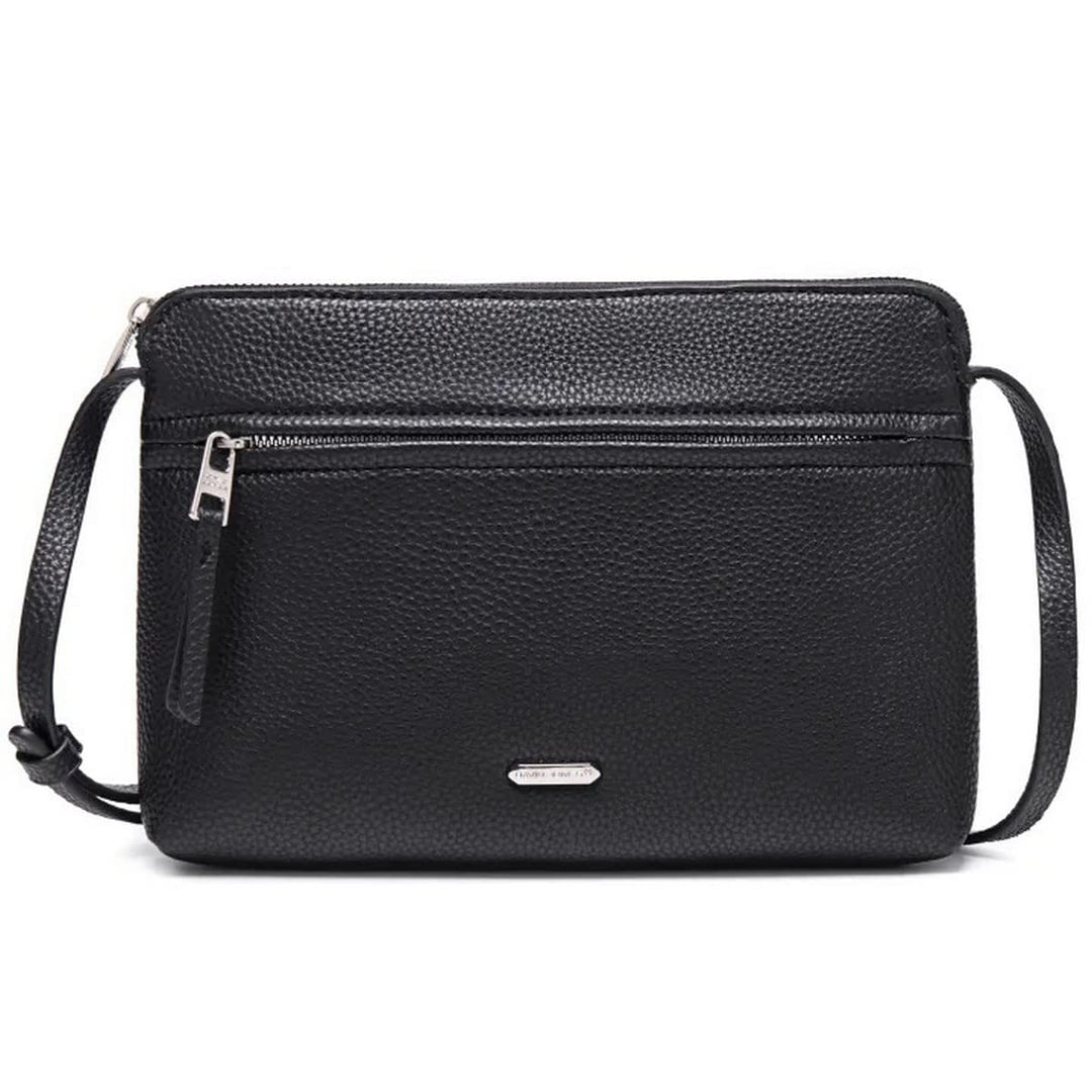 David Jones - Damen Umhängetasche - Kleine Flache Handtasche PU Leder - Tasche Klassiche Elegante Be