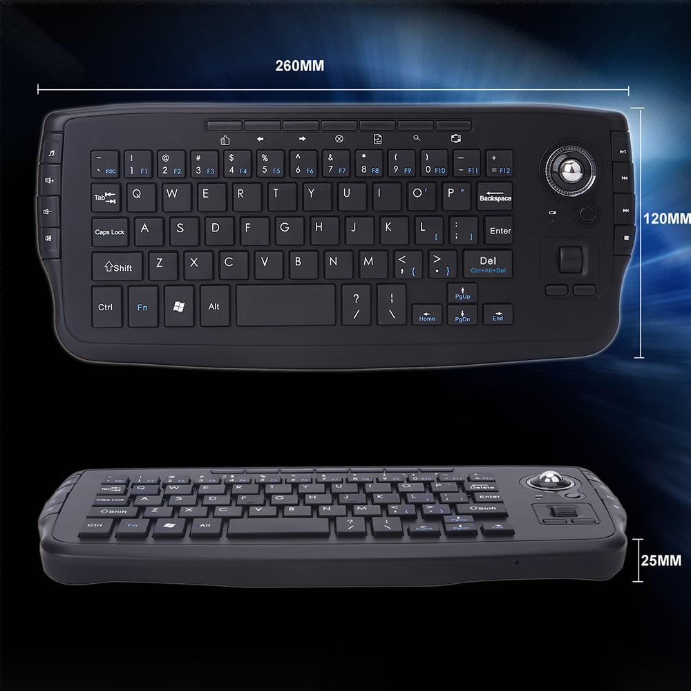 TKMARS Tastatur mit Trackball Wireless Mouse and Keyboard für PC, Mac, Xbox 360, Xbox One, PS3, PS4,