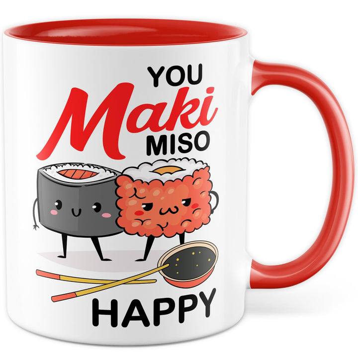 Sushi Tasse mit Spruch – Geschenk You maki miso happy – Kaffeetasse 330ml aus Keramik – Asien asiati