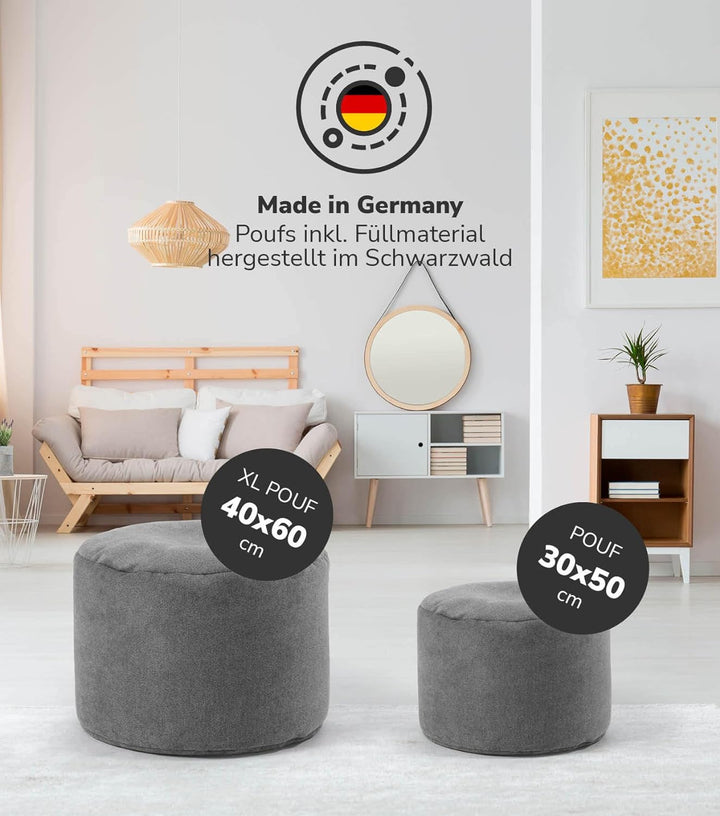 mokebo® Minipouf, Hocker o. Bodenkissen 50x30cm 'Der Ruhepouf' Sitzhocker rund & Fusshocker fürs Woh