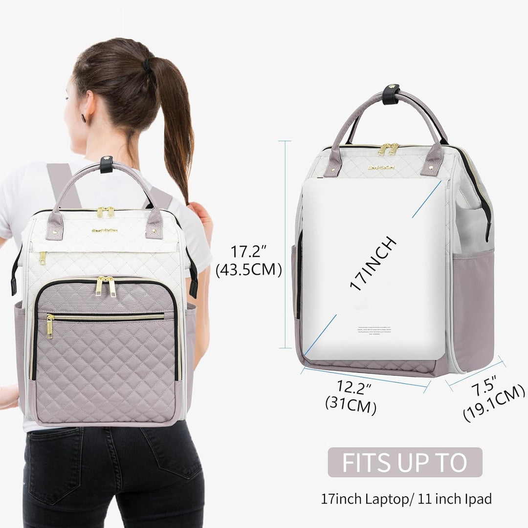 EMPSIGN 17-Zoll-Laptop-Rucksack für Damen, ideal für Arbeit, Reisen und Uni, geräumig, wasserabweise
