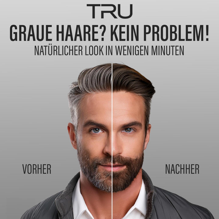 TRU Men Bart-Coloration Färbemittel, 30ml (60 - Naturbraun) 3er Pack – Perfekte Abdeckung grauer Haa