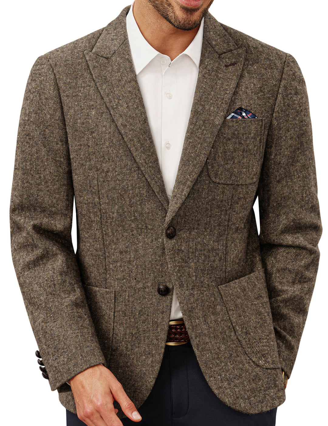PJ PAUL JONES Sakko Herren 2 Knöpfe Tweed Wolle British Blazer Regular Fit Business Anzugjacke Männe