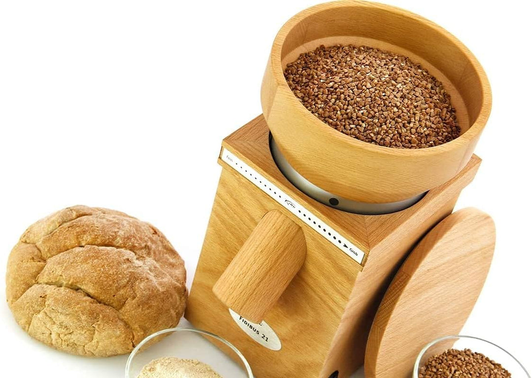 KoMo Fidibus 21 | Made in Austria | Edelkorund und Keramik Mahlstein | + 2,5kg bio Roggen Fidibus 21