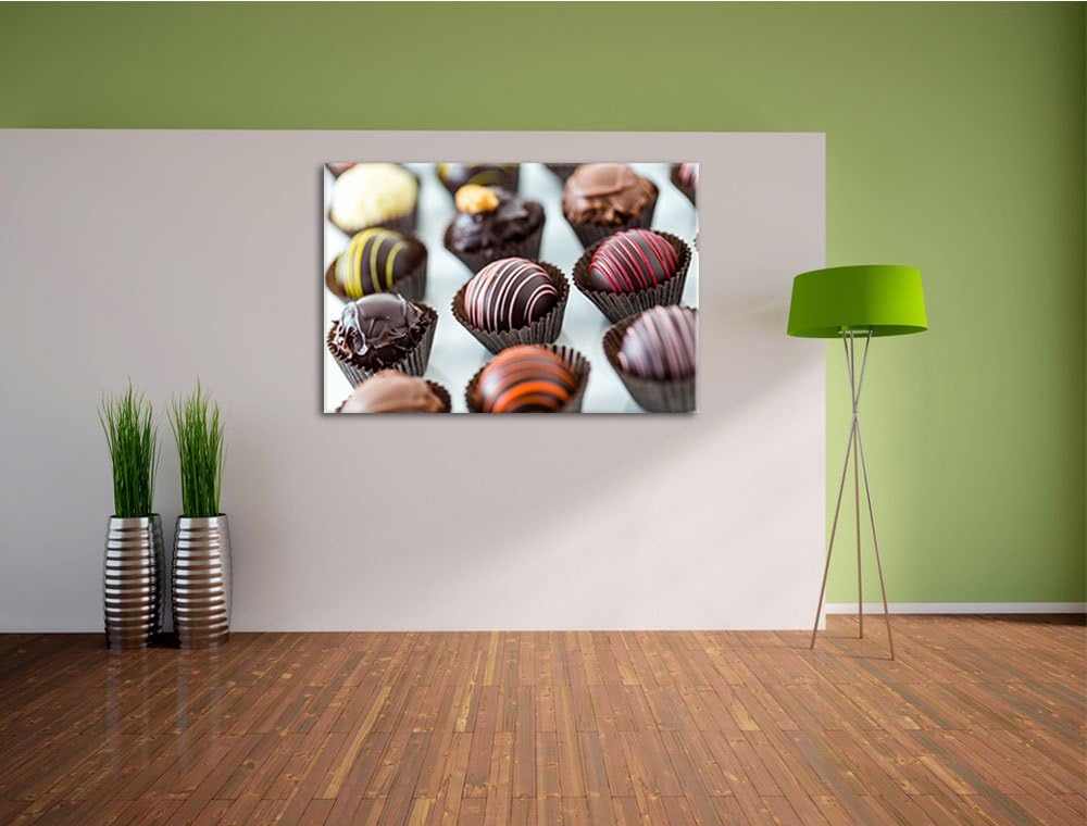 Pixxprint Süsse Pralinen Format: 100x70 auf Leinwand, XXL riesige Bilder fertig gerahmt mit Keilrahm