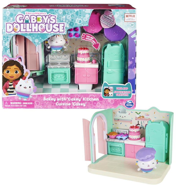 Gabby‘s Dollhouse Deluxe Raum, Bakey with Cakey, Küche mit Kuchi (engl. Cakey), 3 Möbelstücken und 2