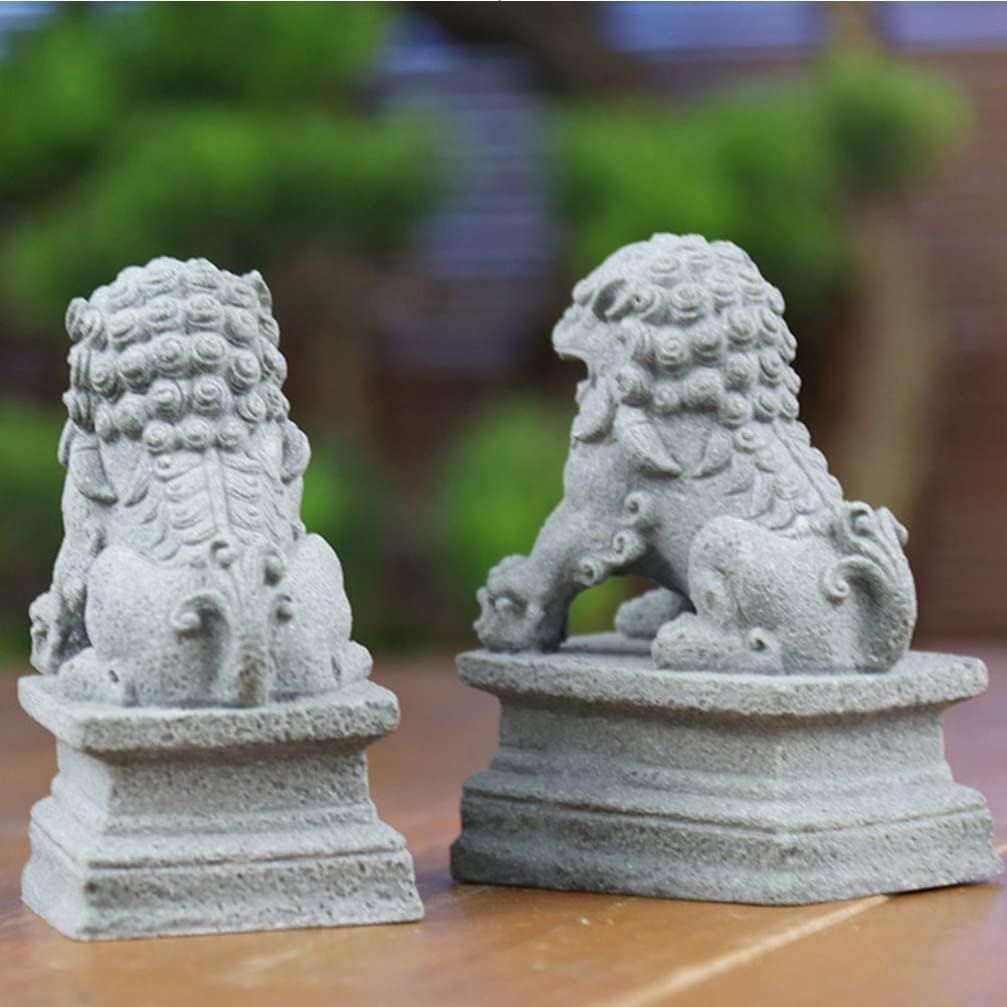 YARNOW 2st Löwenverzierung Im Chinesischen Stil Wohlstand Porsperity Statue Fengshui-löwenstatuen Fe
