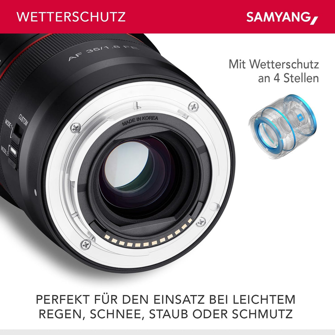 Samyang AF 35mm F1,8 FE für Sony E-Mount Vollformat & APS-C, ultra leichtes Weitwinkelobjektiv mit 6