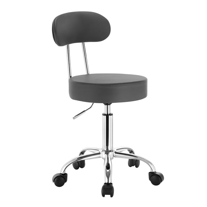 WOLTU Rollhocker, Hocker mit Rollen und Lehne, Kunstleder, Grau, Grau