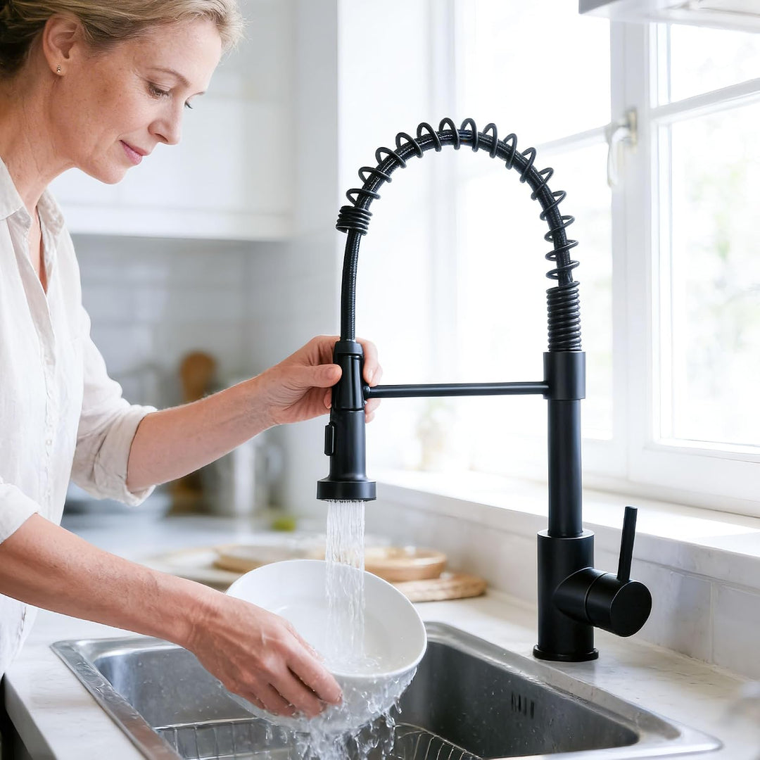 Edelstahl Wasserhahn KüChe,Hochdruck Mischbatterie KüChe mit ausziehbarer Brause,SpüLtischarmatur Zw